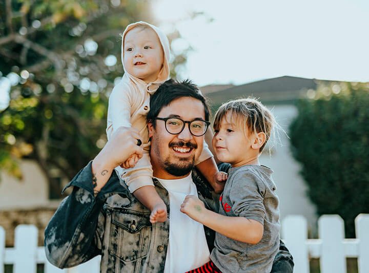 Happy Father with Kids